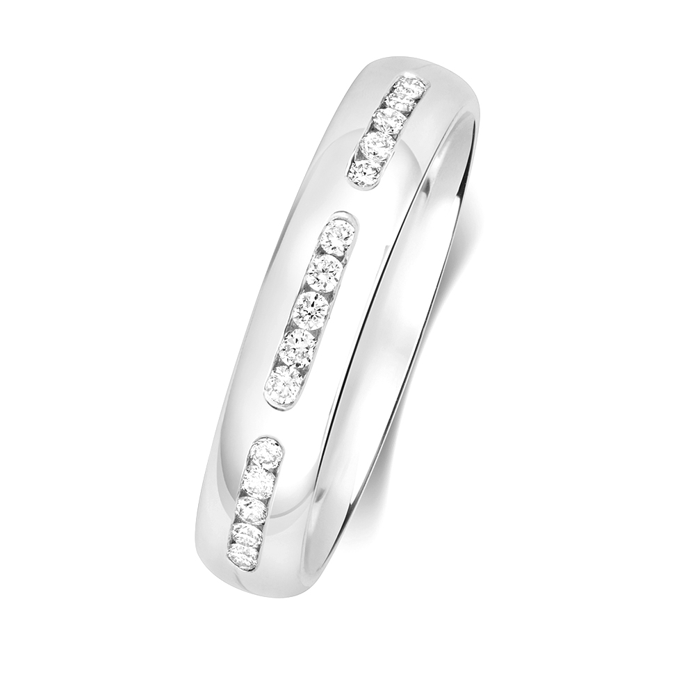 Channel Setting Round Lab Grown Diamond Half Eternity Ring With Low Price