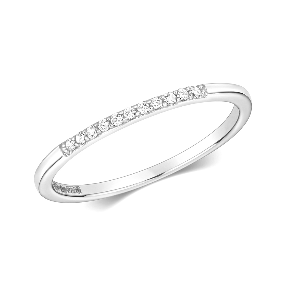 prong setting round diamond half eternity ring