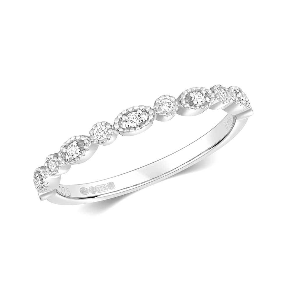 Buy Prong Setting Round Diamond Half Eternity Ring  - Abelini