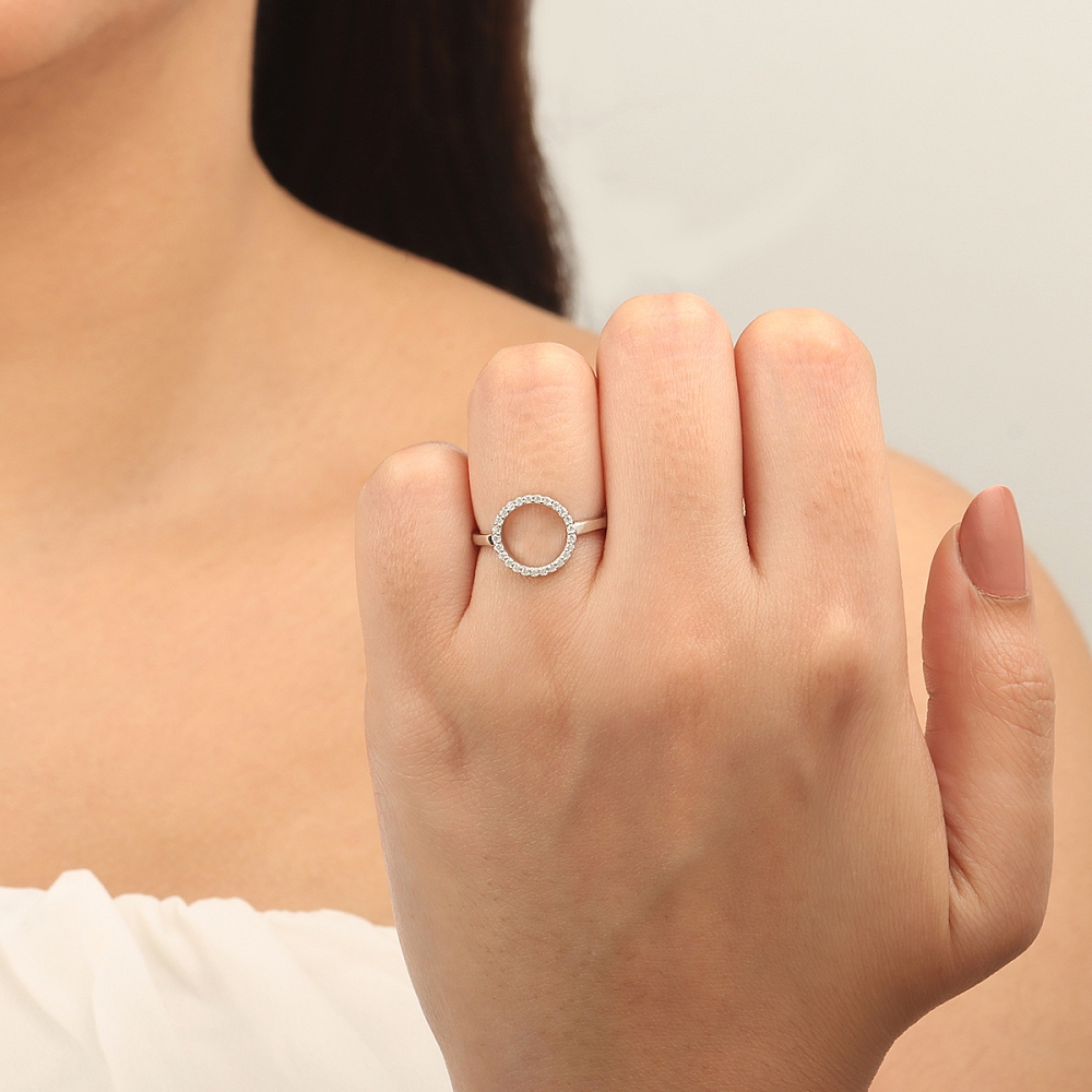 4 Prong Round Echo side Naturally Mined Diamond Engagement Rings