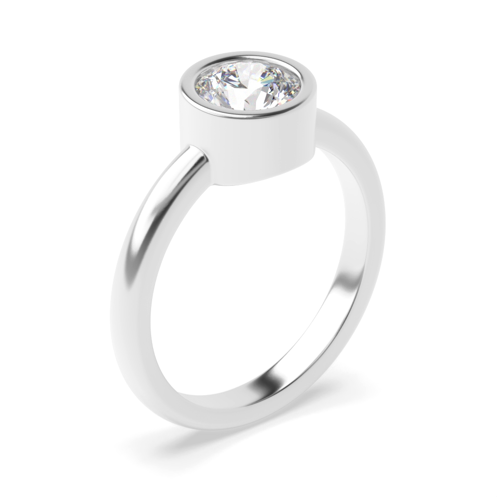 bezel setting round Lab Grown Diamond solitaire ring
