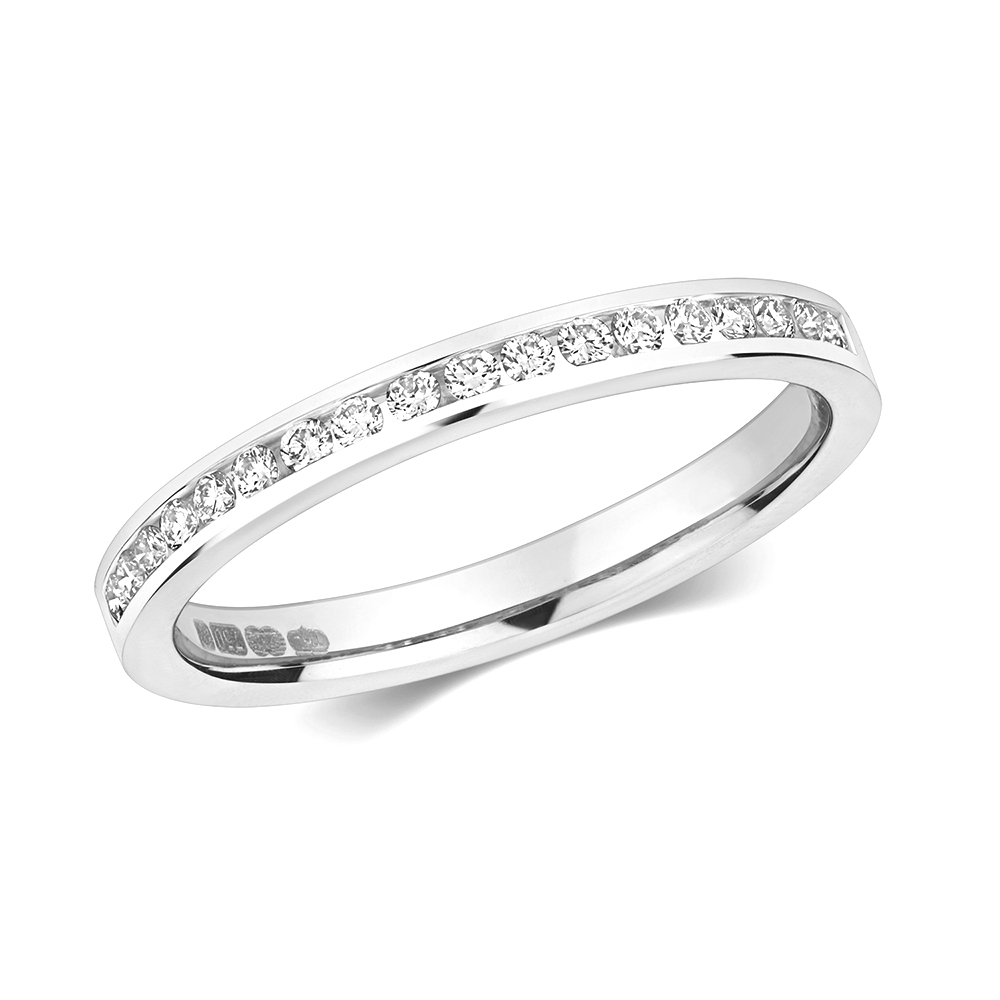channel setting round Lab Grown Diamond half eternity ring