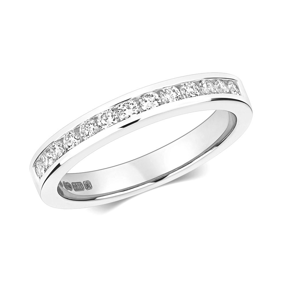 Channel Setting Round Lab Grown Diamond Half Eternity Ring - Abelini