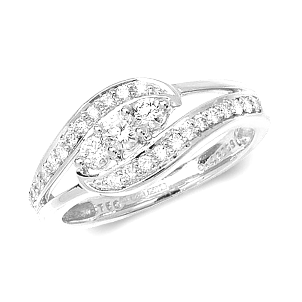 Buy Prong Setting Round Diamond Three Stone Twist Ring - Abelini