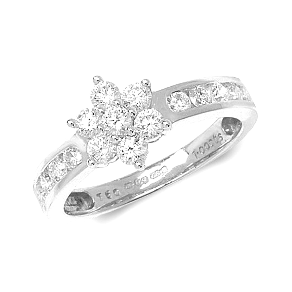 prong setting round Lab Grown Diamond shoulders set ring
