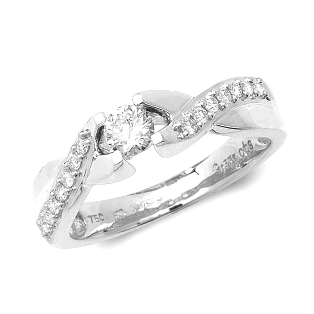 4 prong setting round diamond twist shoulders set ring