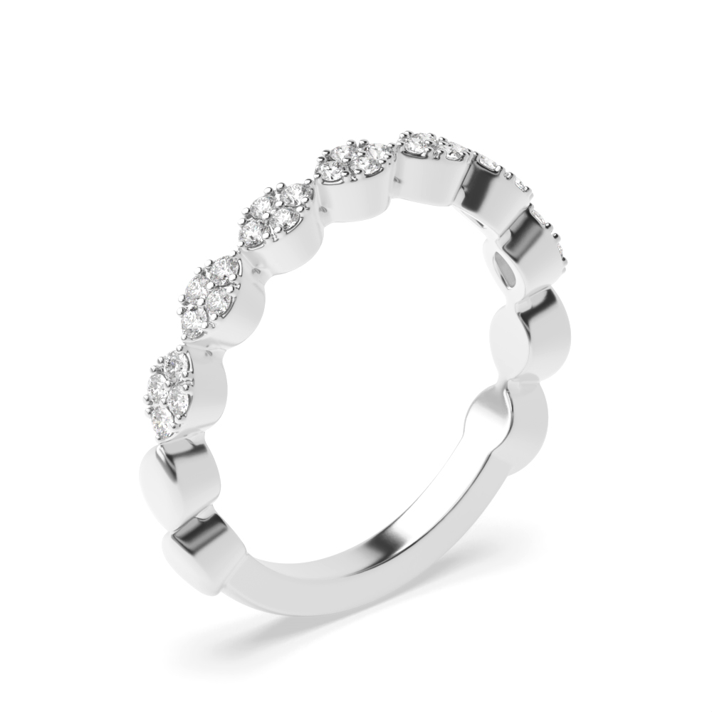 Pave Setting Zig Zag Stackable Fashion Diamond Half Eternity Ring