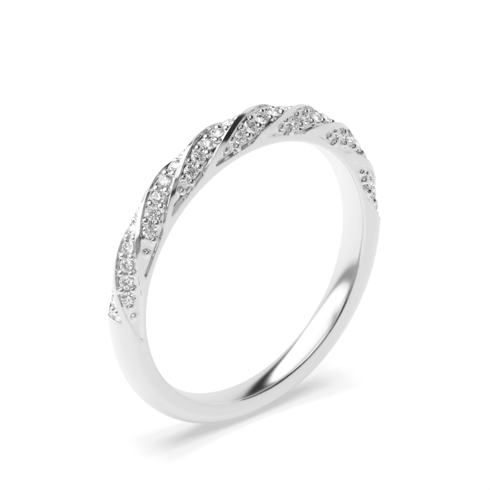 pave setting round shape wave style half eternity