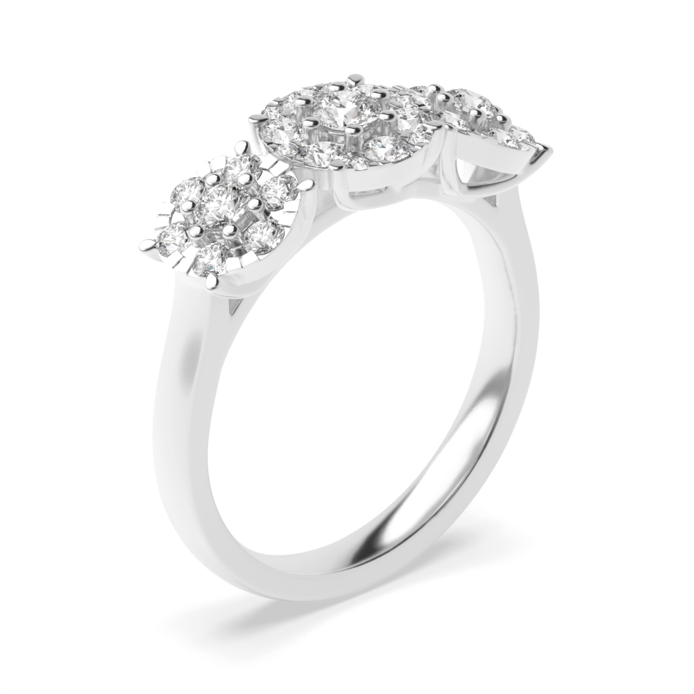 4 prong setting round shape Moissanite cluster three stone ring