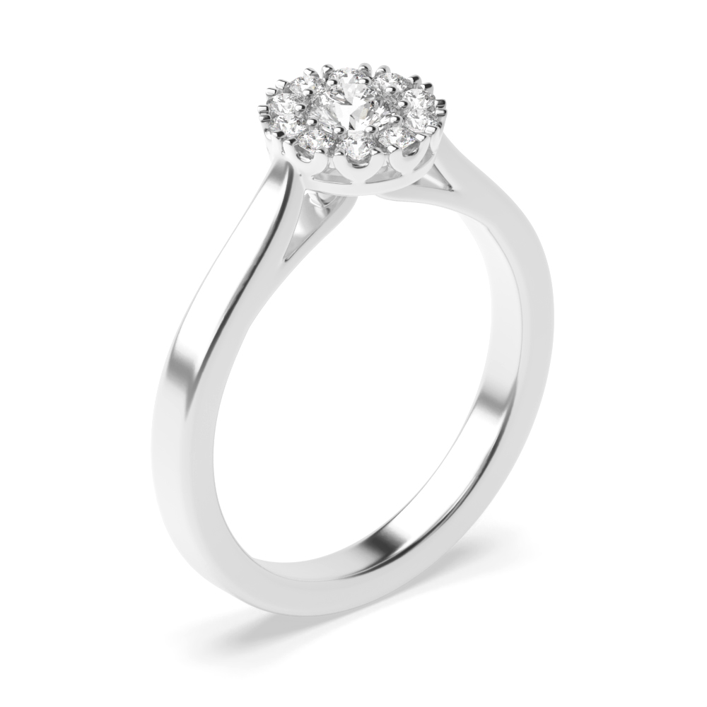 prong setting round shape halo Lab Grown Diamond ring