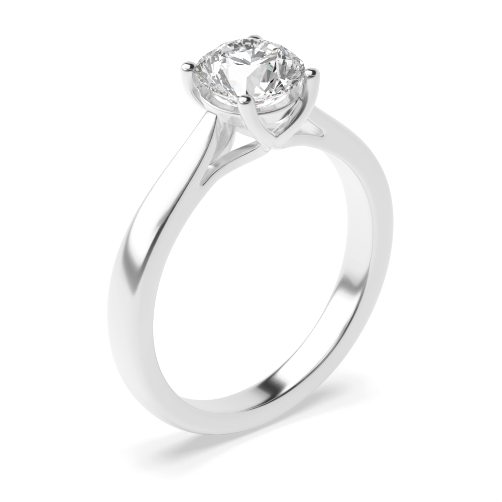 4 Prong Setting Round Shape Brillant Cut Solitaire Diamond Ring