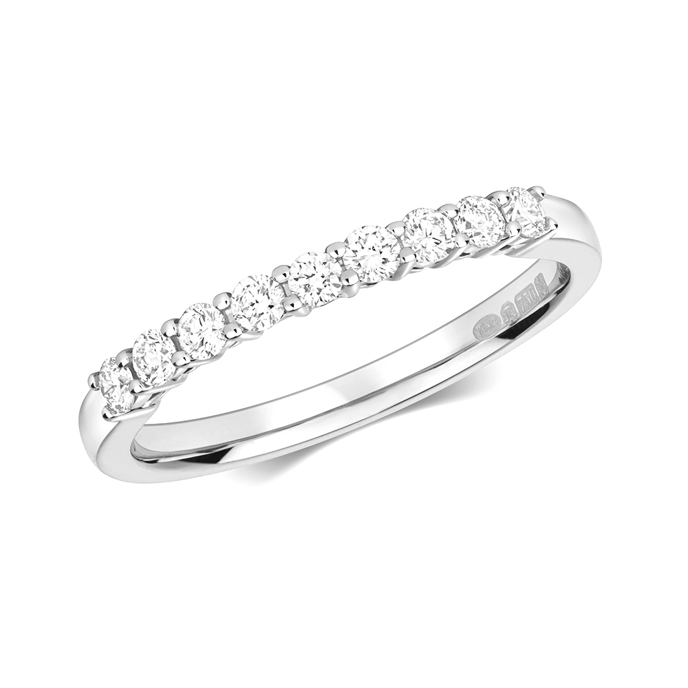 Buy 4 Prong Setting Half Eternity Round Lab Grown Diamond Ring Uk - Abelini