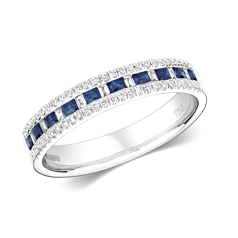 channel setting half eternity baguette and princess diamond ring