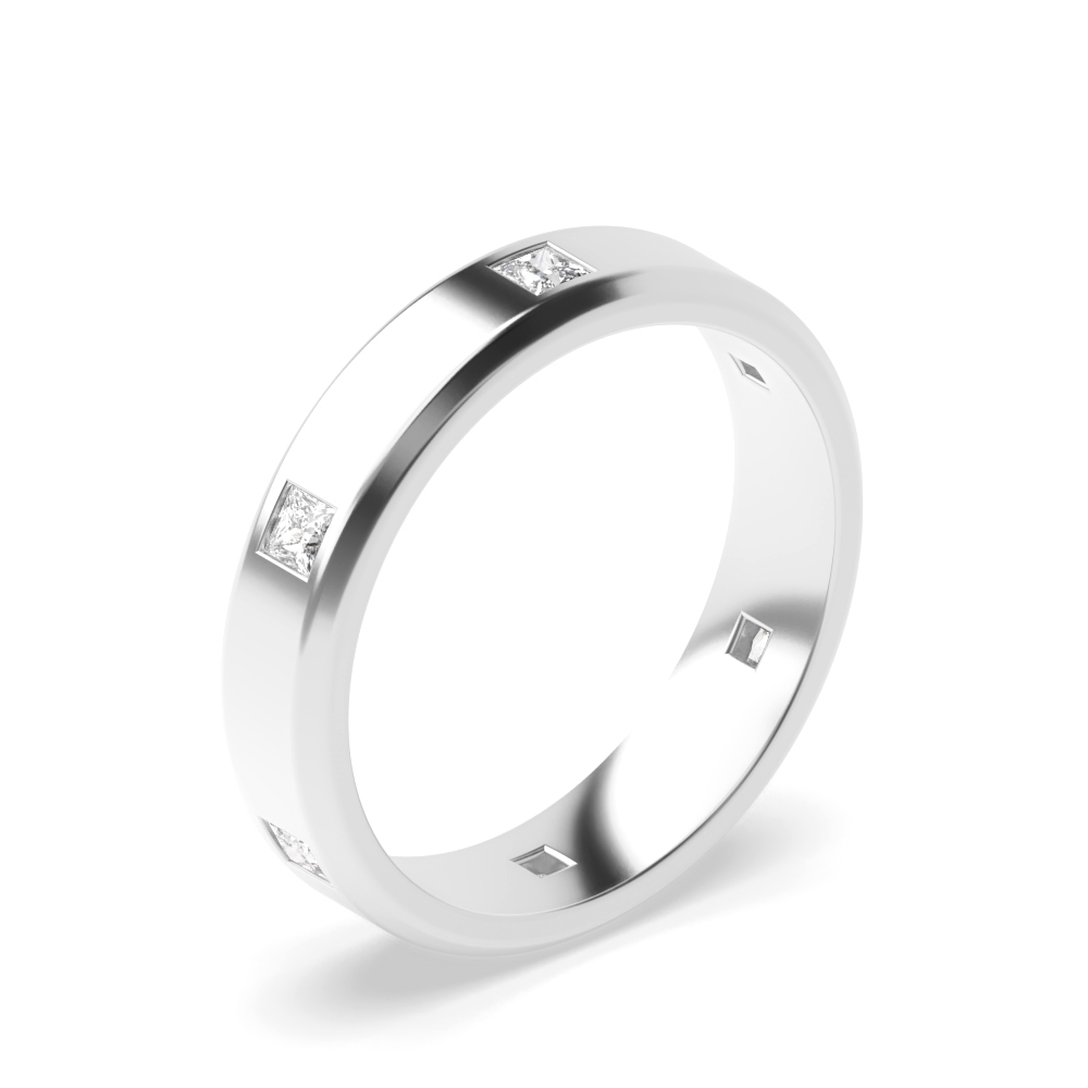 flush setting princess shape mens wedding Lab Grown Diamond ring