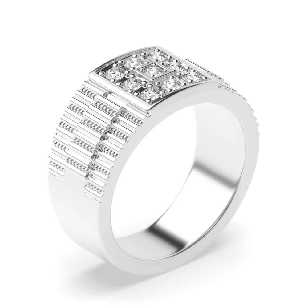 4 prong setting round shape mens diamonds engagement ring