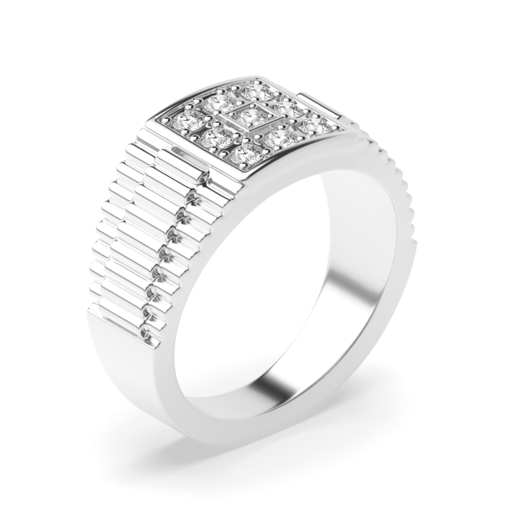 4 prong setting round shape unique mens diamonds ring