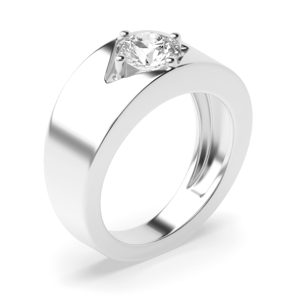 pave setting round shape single Moissanites mens ring