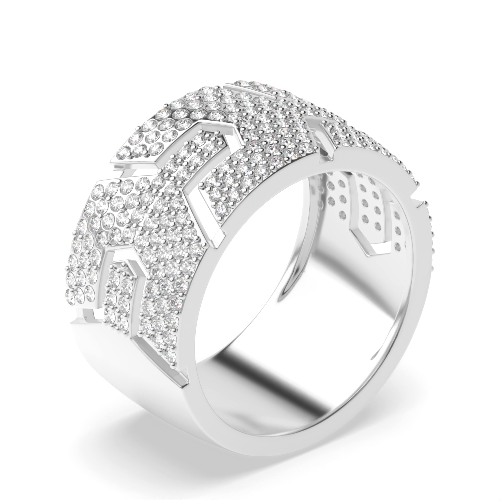 prong setting round Lab Grown Diamond geometric mens ring