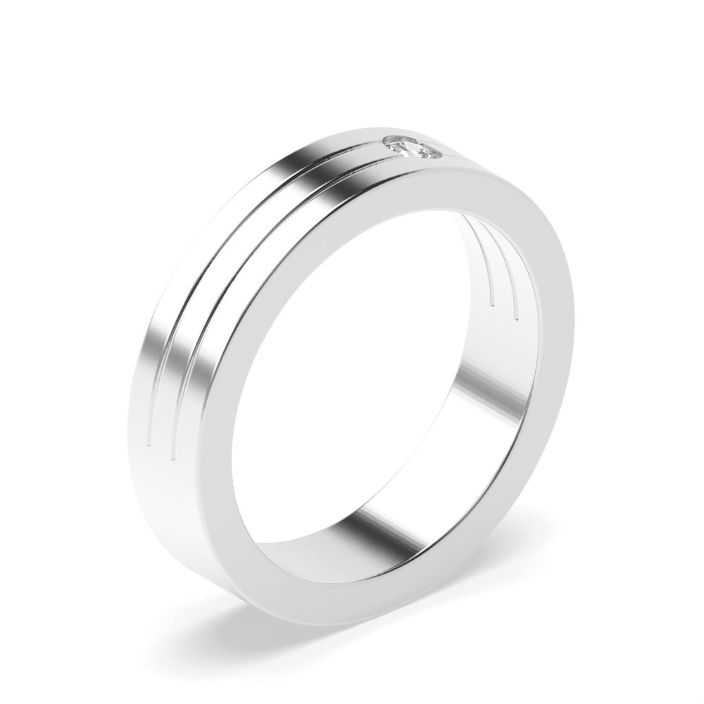 flush setting round shape three row single mens Lab Grown Diamond ring