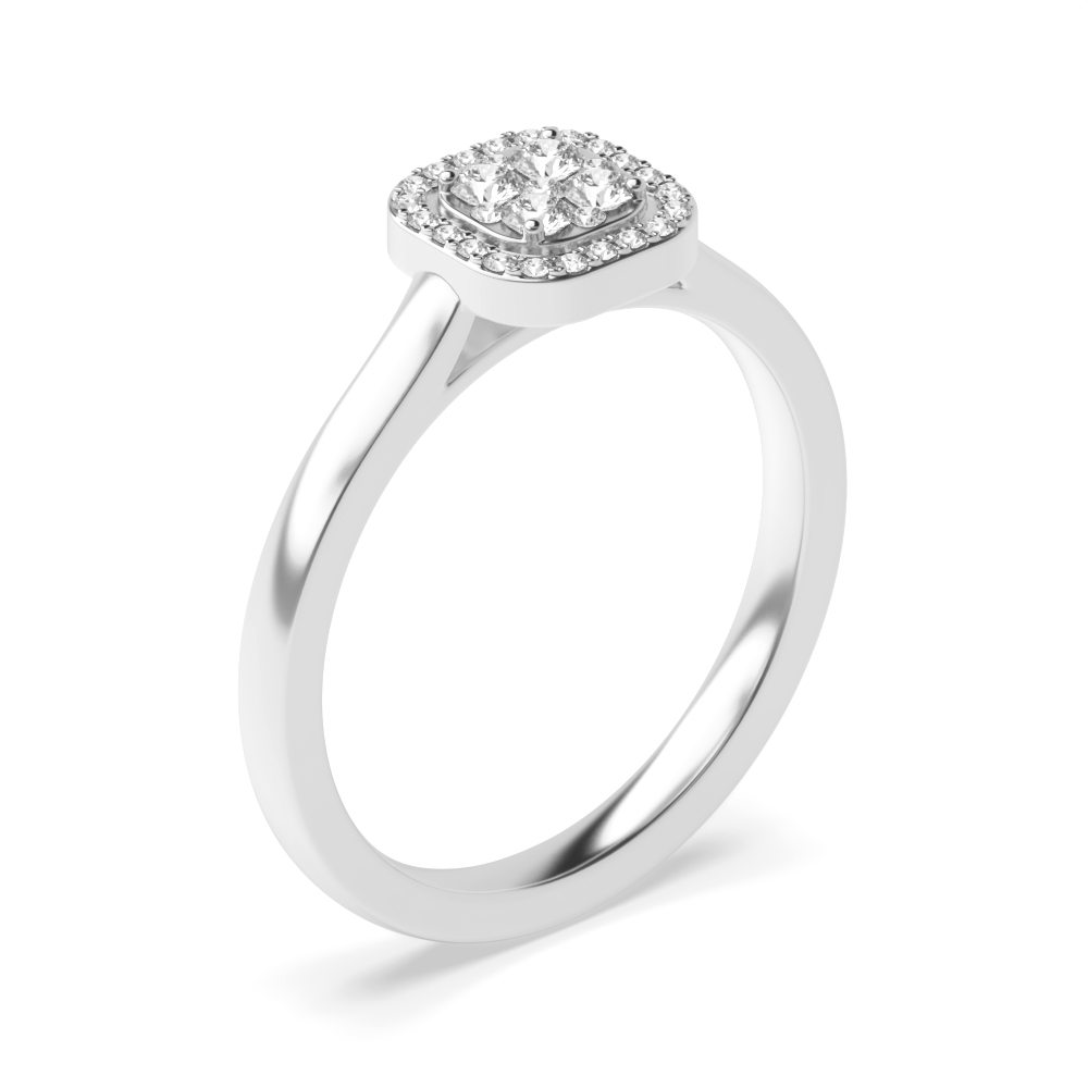 Pave Setting Round Shape Cushion Design Cluster Moissanite Ring