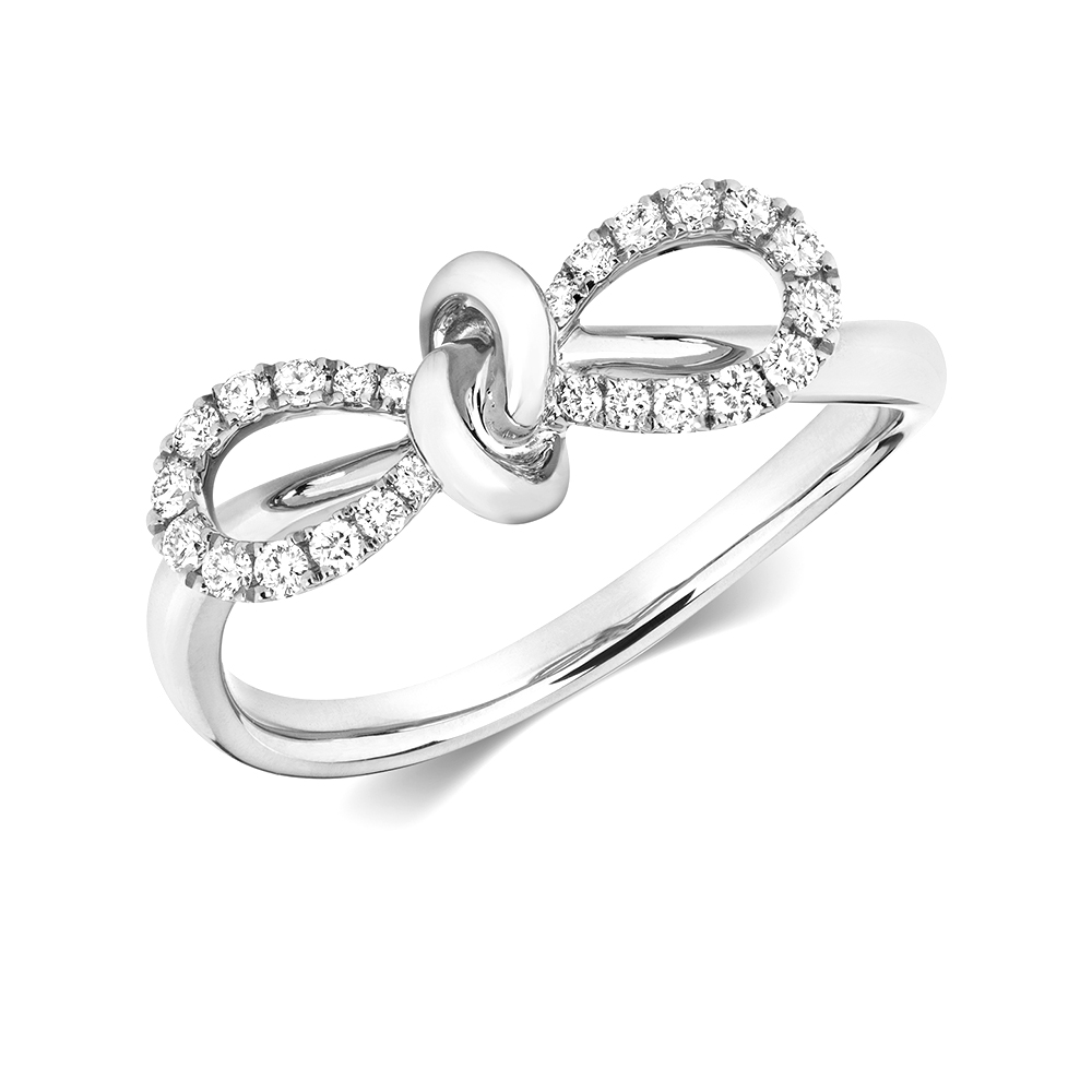 4 Prong Setting Round Shape Bow Style Cluster Diamond Ring