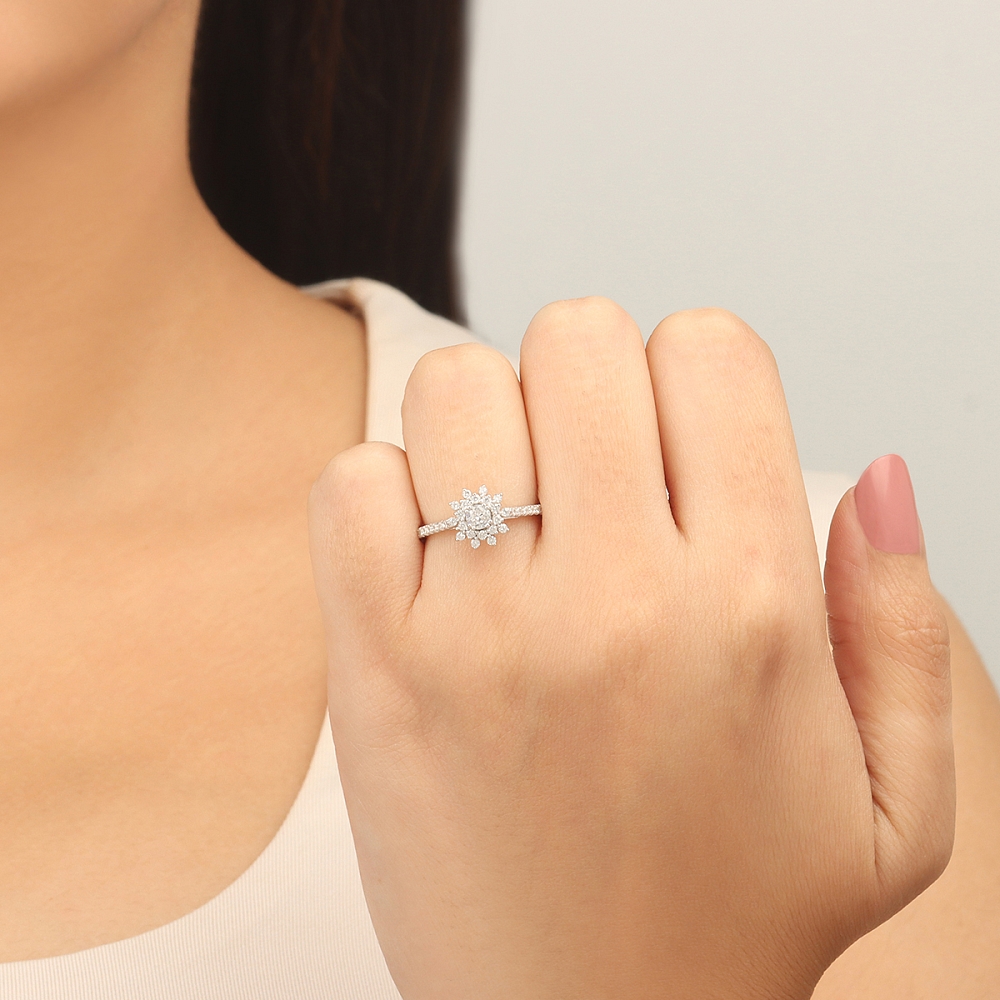 4 Prong Round Petal Lumina Moissanite Engagement Rings