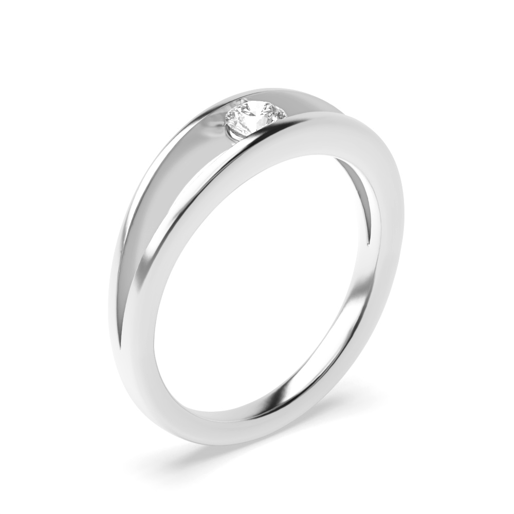 Channel Setting Round Shape Classic Solitaire Diamond Ring