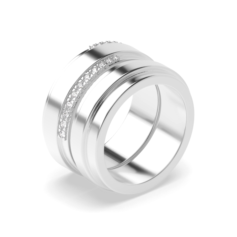 4 prong setting round shape engagement couple diamond ring