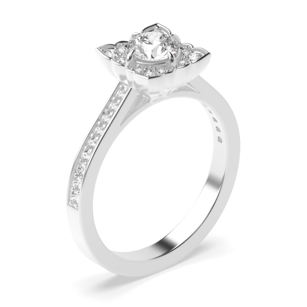 4 prong setting side stone halo engagement ring
