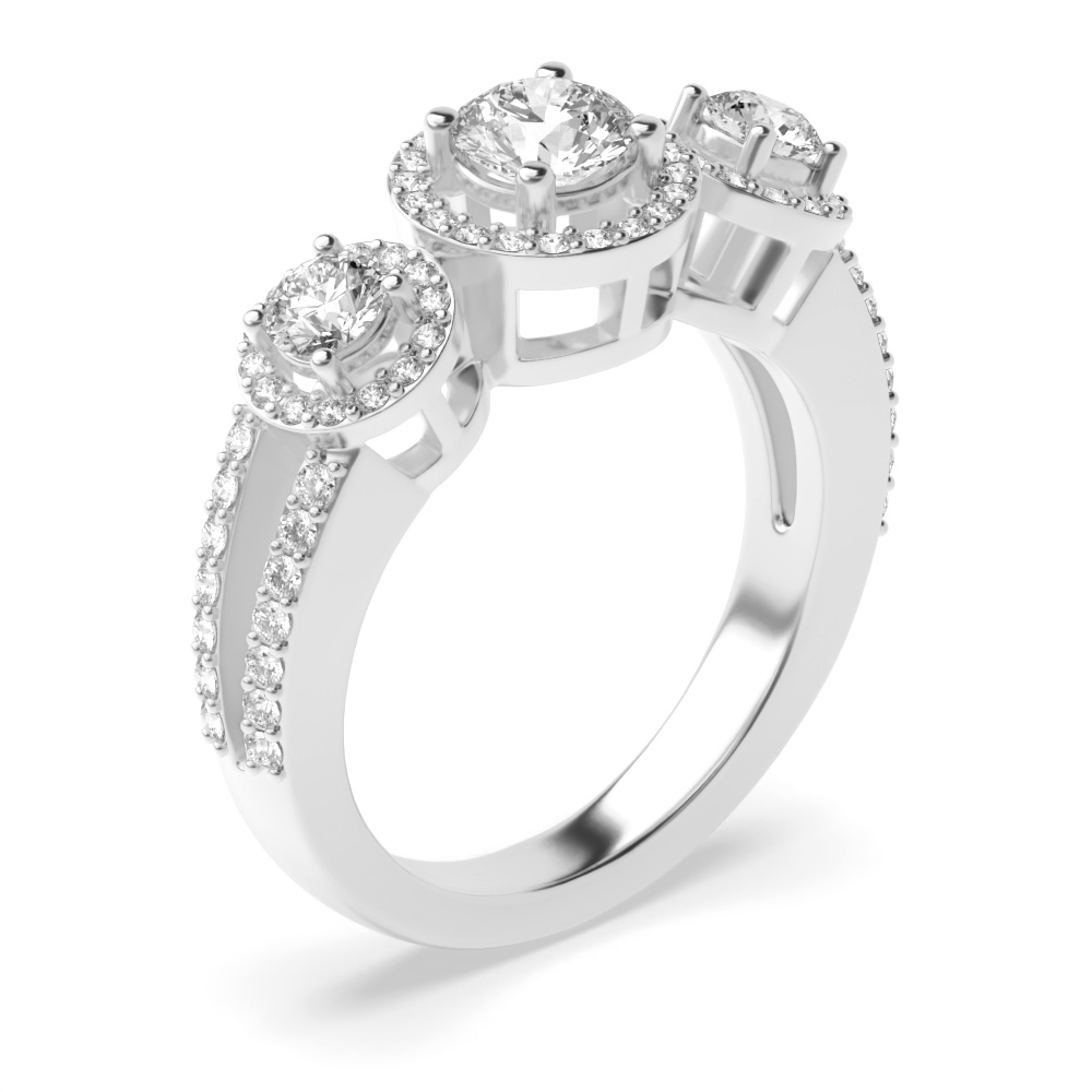 4 prong setting round shape three stone Moissanite ring
