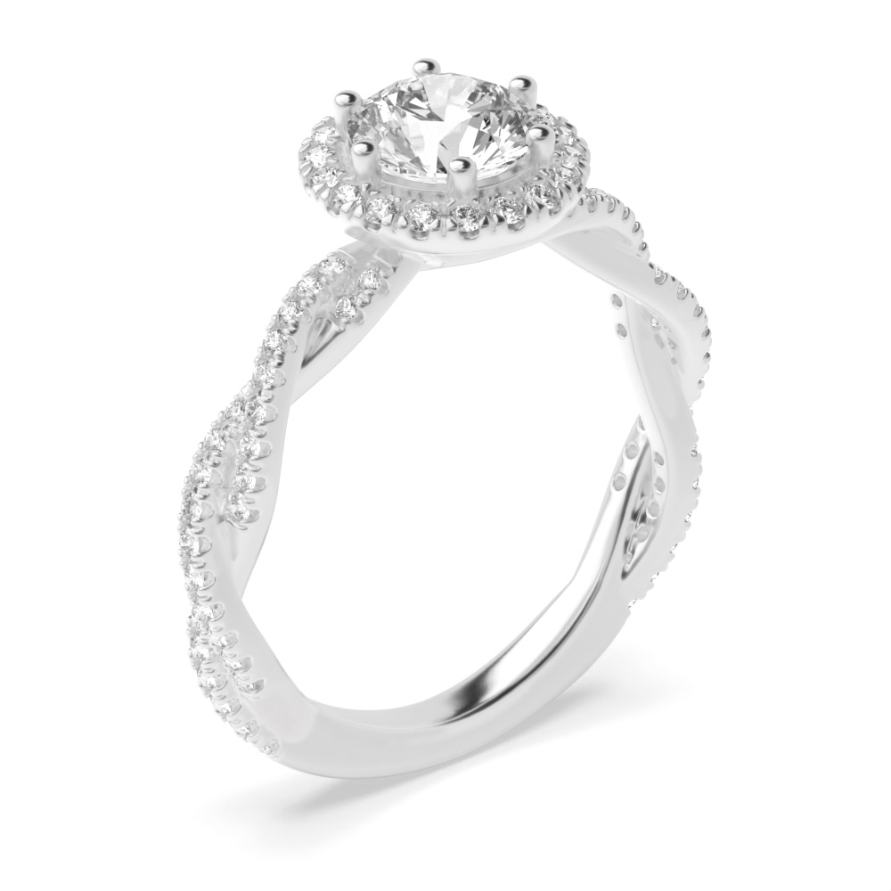 prong setting round shape halo side stone Moissanite ring