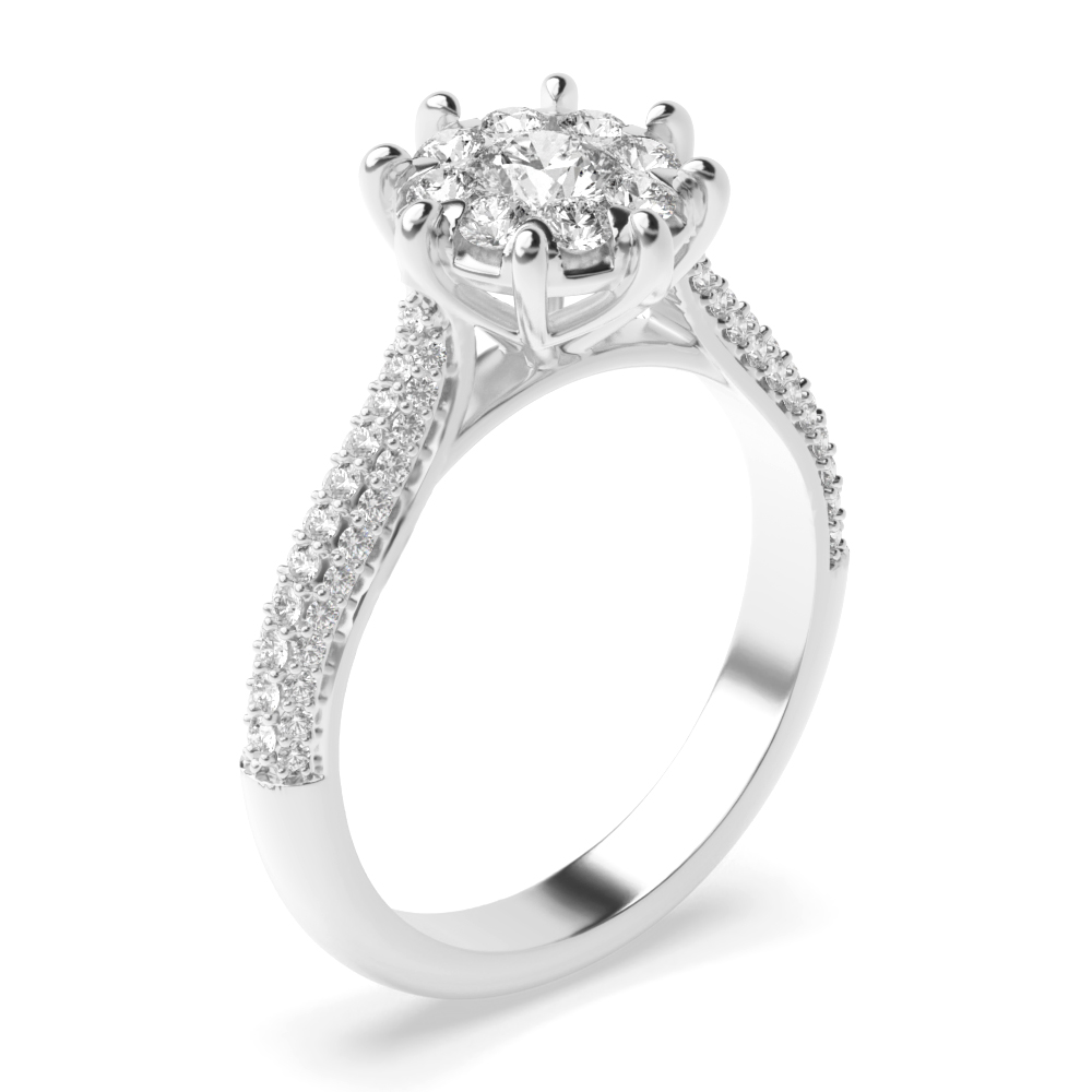 prong setting round shape halo engagement Moissanite ring