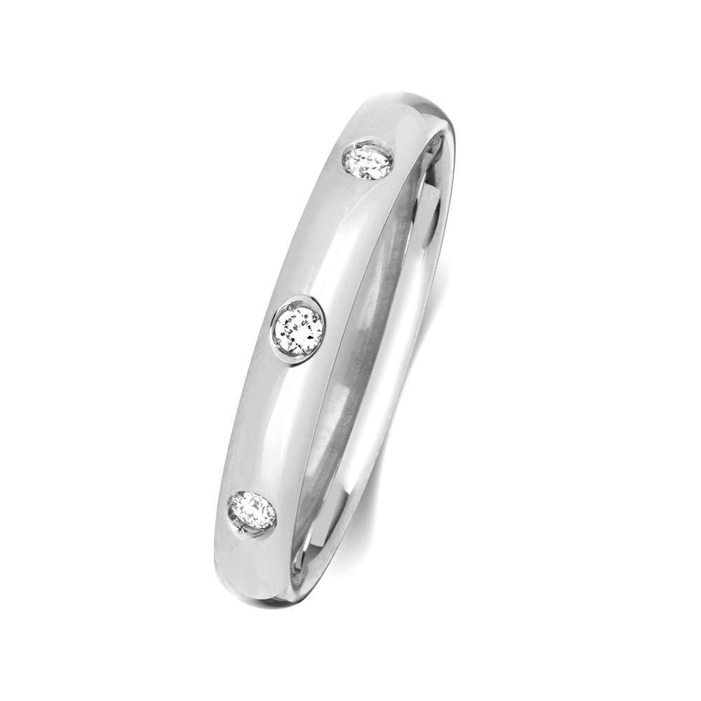 Buy Flush Setting Round Shape Diamond Wedding Ring - Abelini