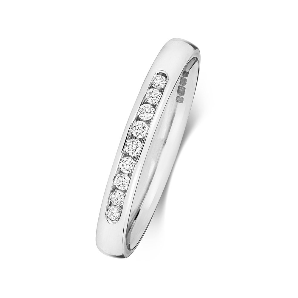 channel setting round shape diamond wedding ring