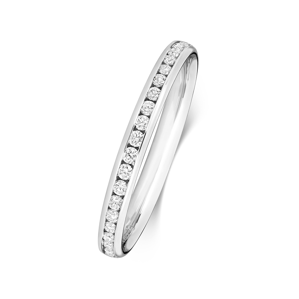 channel setting round shape diamond half eternity ring