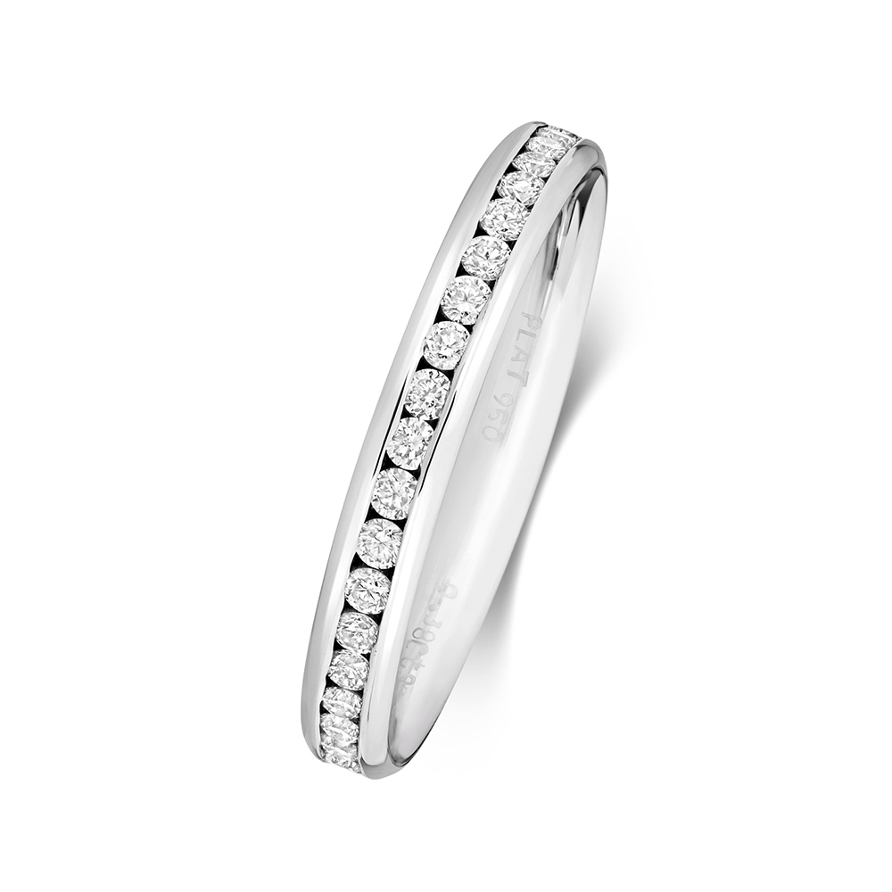 channel setting round shape diamond half eternity ring