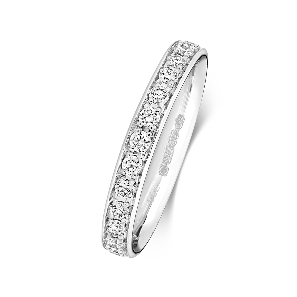 4 Prong Setting Round Shape Diamond Half Eternity Ring | Abelini 