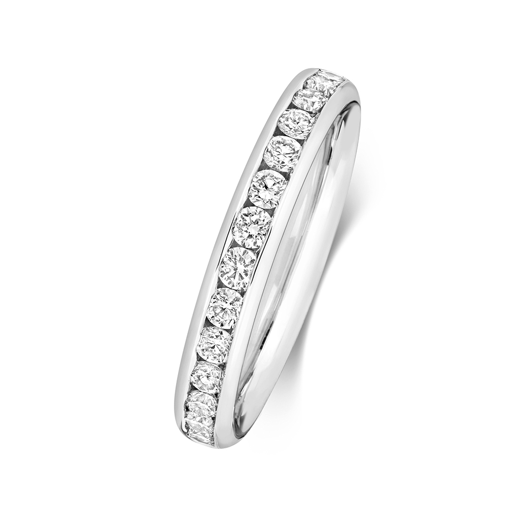 Channel Setting Round Shape Half Eternity Ring | Abelini 