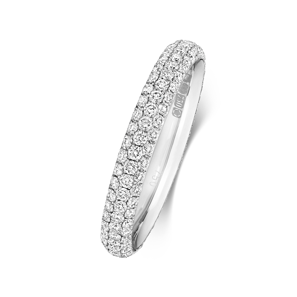 prong setting 3 row round shape Lab Grown Diamond full eternity ring
