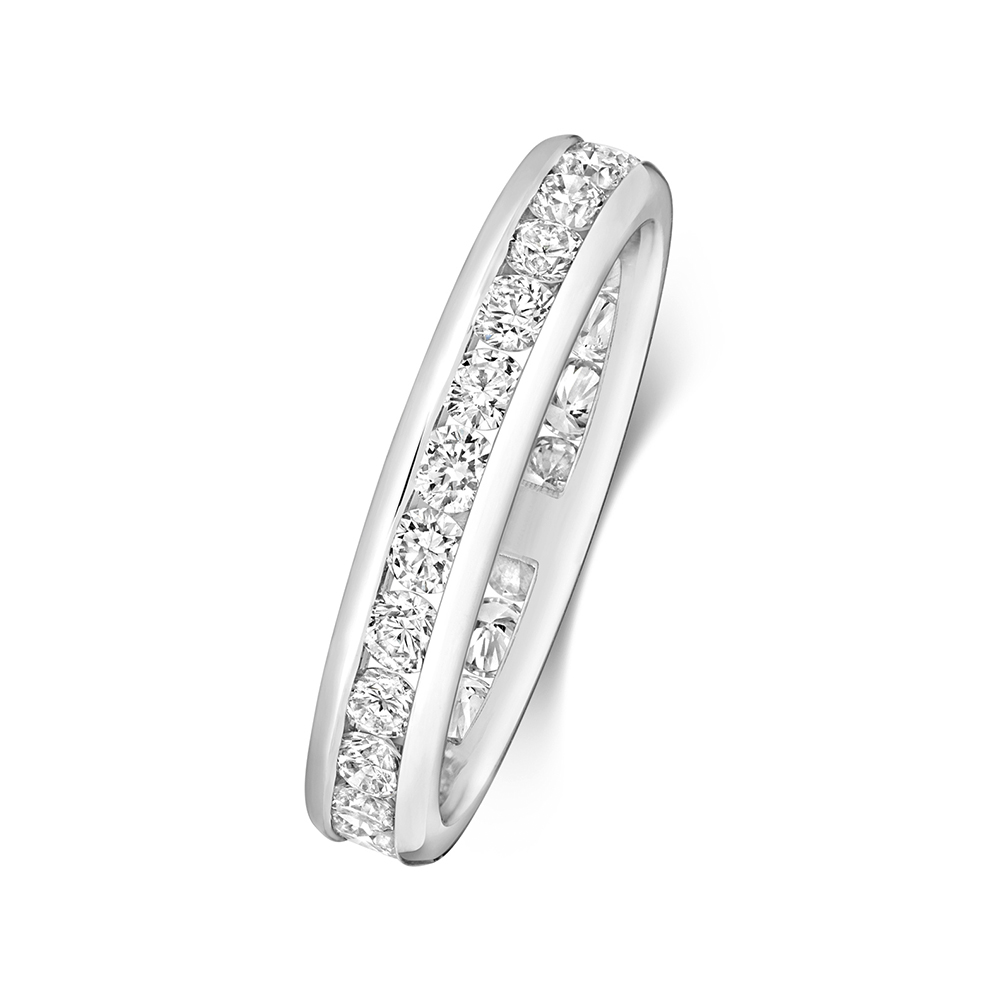 Channel Setting Round Shape Full Eternity Ring | Abelini 