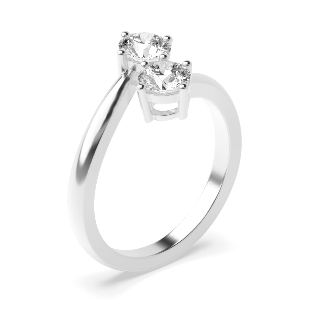 4 prong setting round Moissanite two stone ring