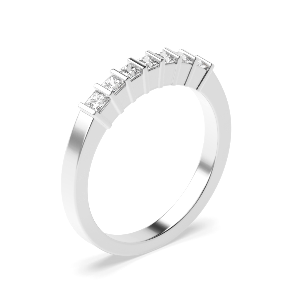channel setting princess shape Lab Grown Diamond seven stone ring
