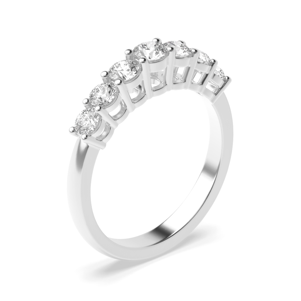 4 prong setting round shape seven stone Moissanite half eternity ring