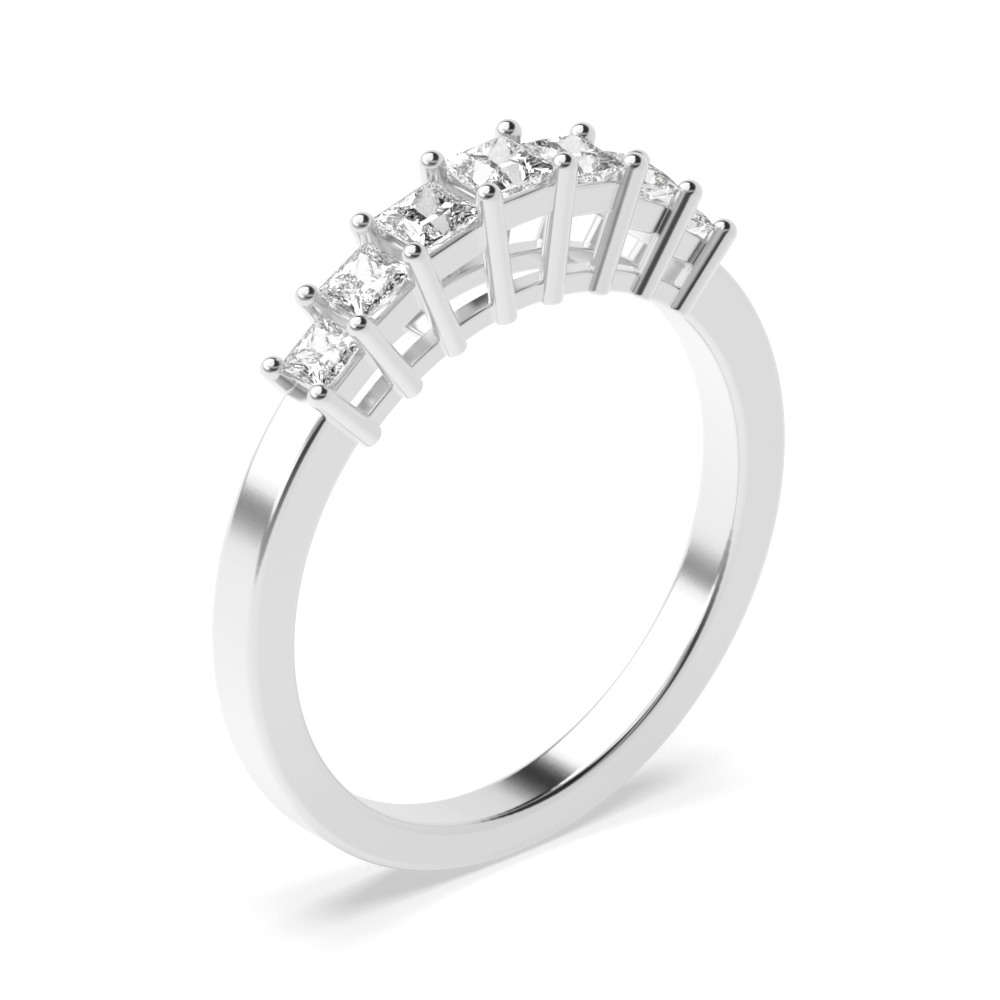 4 prong setting princess shape Moissanite seven stone ring