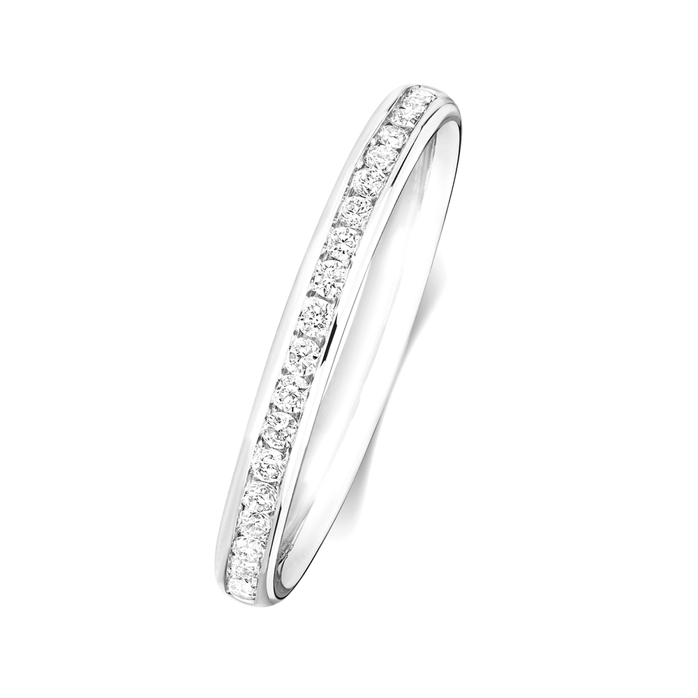 Channel Setting Round Lab Grown Diamond Half Eternity Ring | Abelini.Com