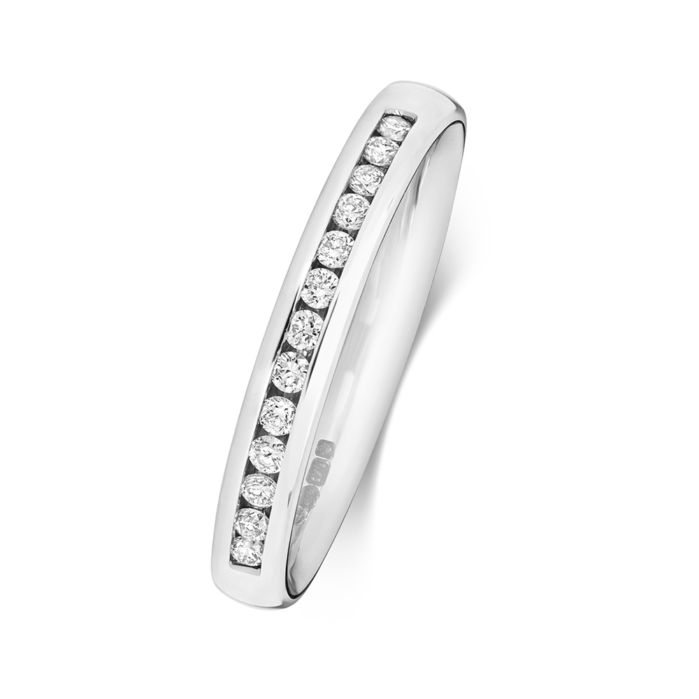 Channel Setting Round Lab Grown Diamond Half Eternity Ring In Sale