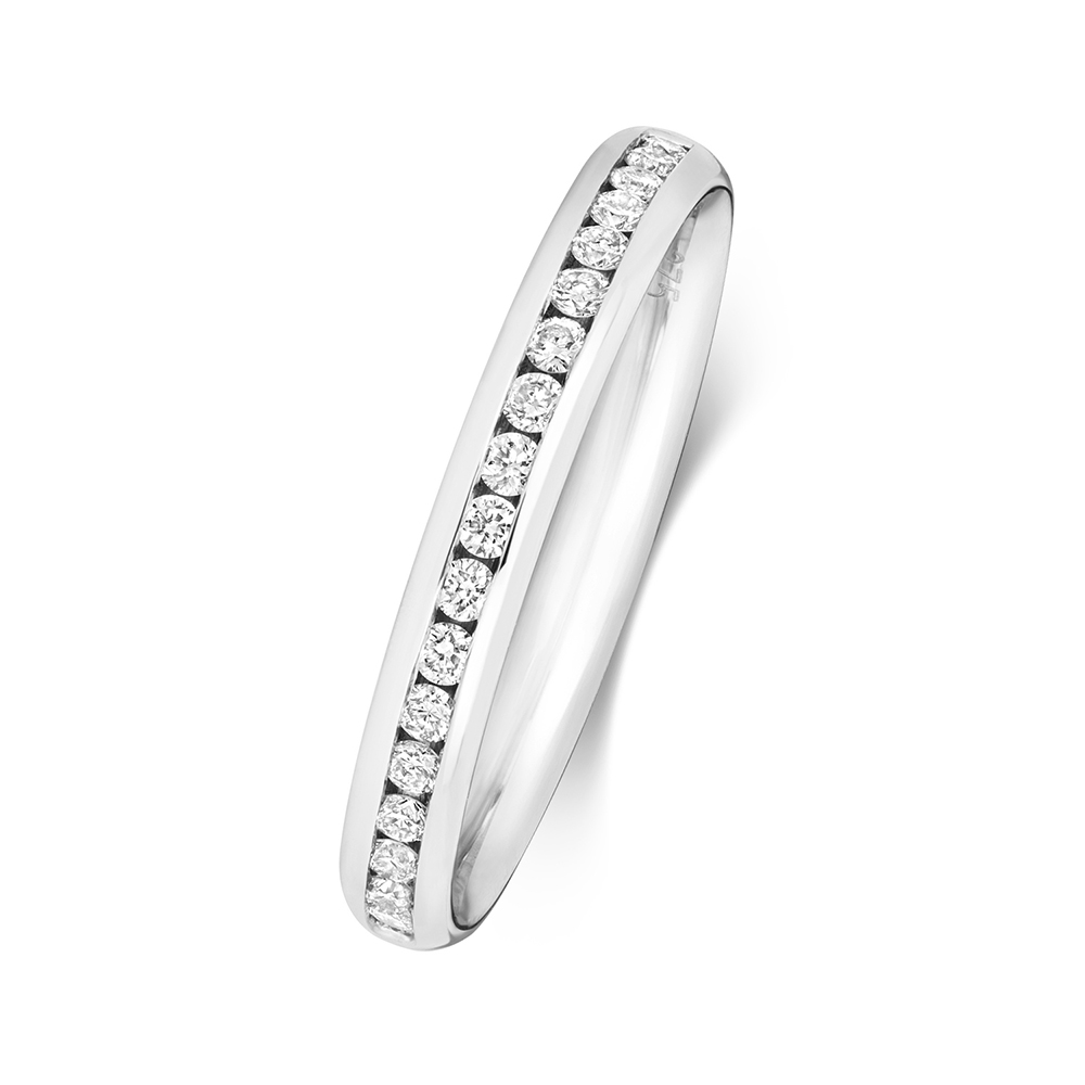 Buy Channel Setting Round Diamonds Half Eternity Ring - Abelini