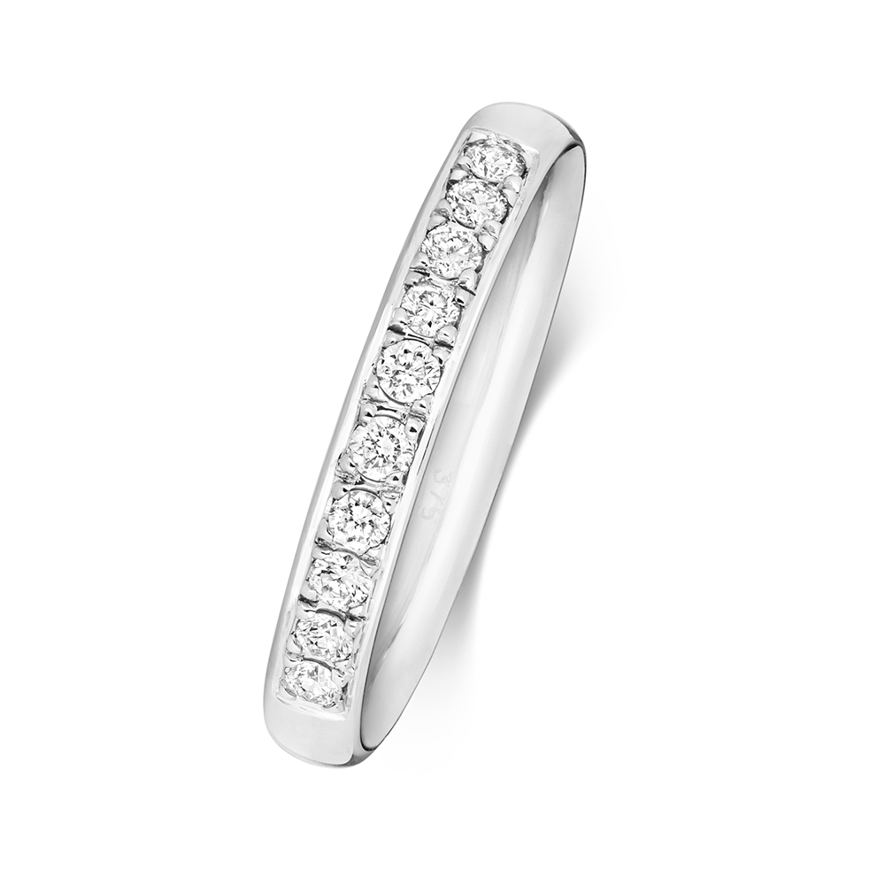 Prong Setting Round Diamond Half Eternity Rings | Abelini