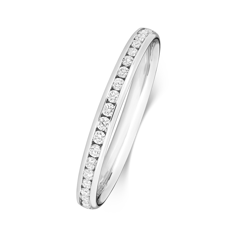 channel setting round Lab Grown Diamond half eternity ring