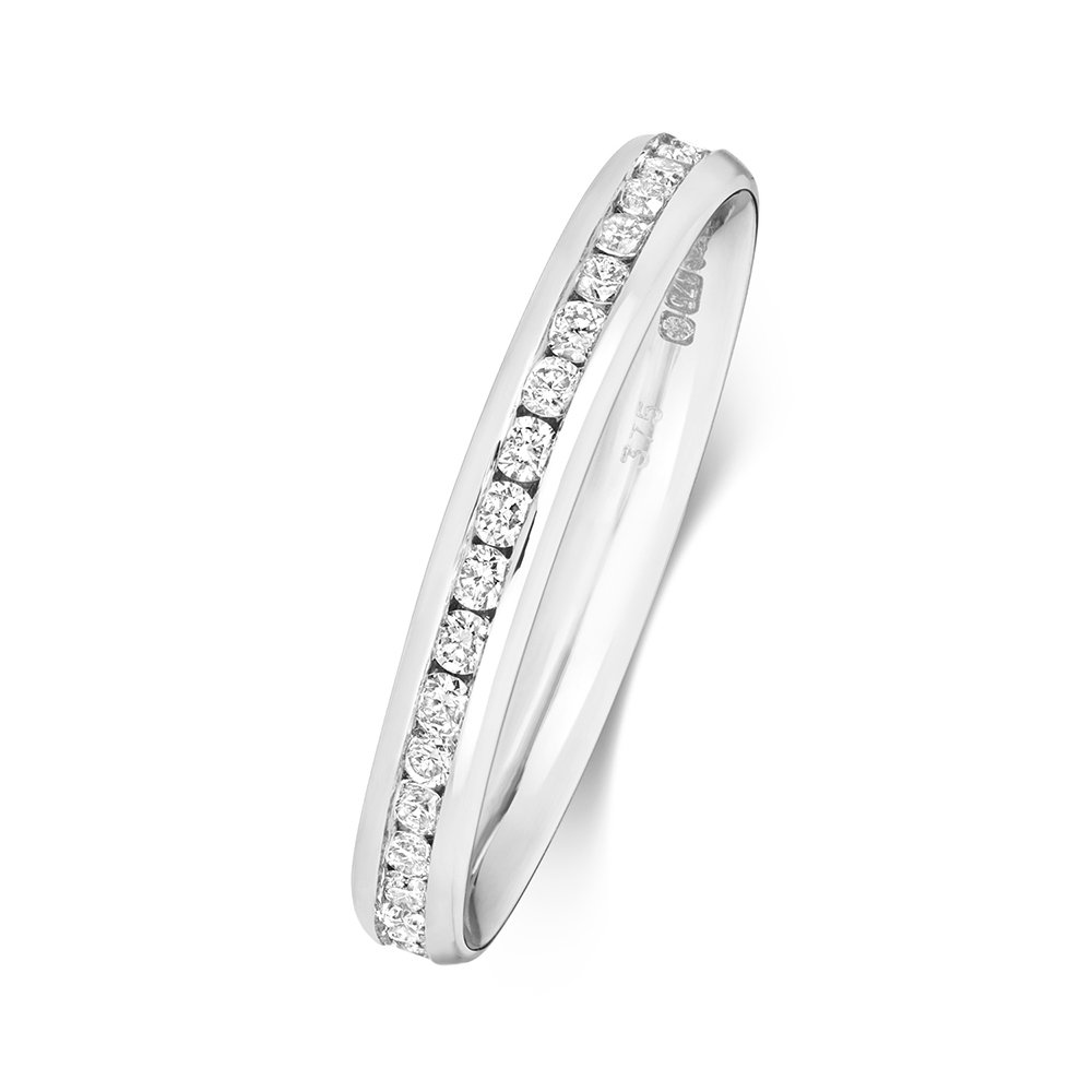 Channel Setting Round Diamond Half Eternity Ring | Abelini 